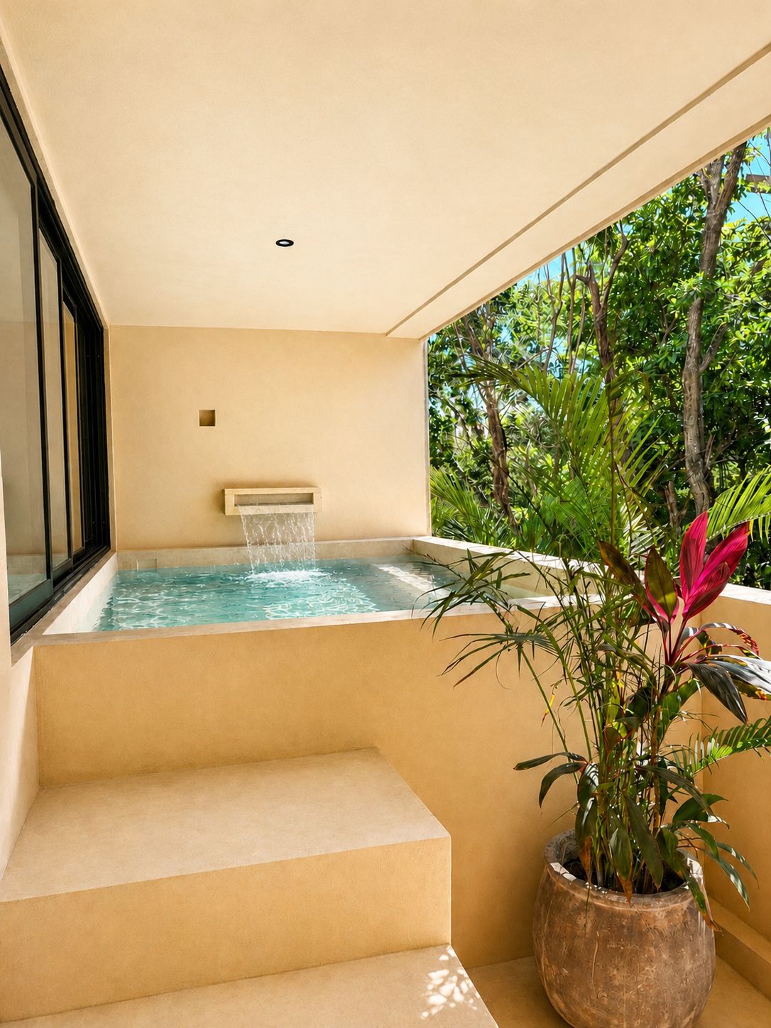 Condo 11 - Private plunge pool with waterfall